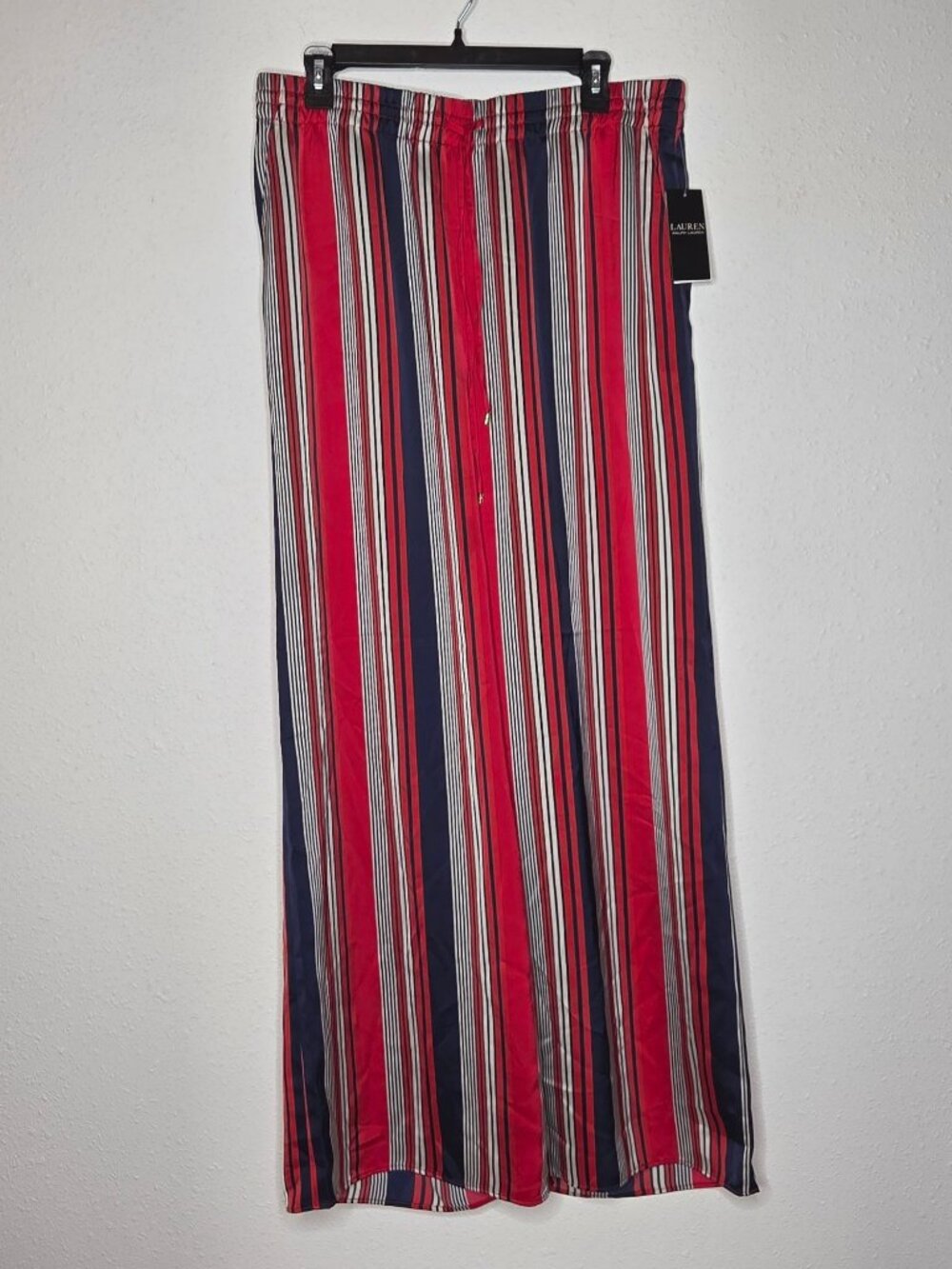 Lauren Ralph Lauren Striped Satin Charmeuse Wide-Leg Pants - Red Multi